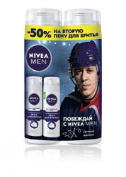 Набор для мужчин, Nivea (Нивея) 200 мл 2 шт арт. 48123-00190-01 Евгений Малкин пена для бритья успокаивающая для чувствительной кожи спайка Бонус 50% скидка на вторую пену