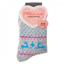 Носки женские, Milano Socks (Милано Сокс) р. 36-40 №200 шерстяные рисунок №4 серые